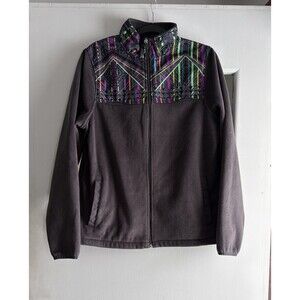 Fila  Women Medium Dark Gray graphs Colors Fleece Full Zip Athletic Jacket Coat